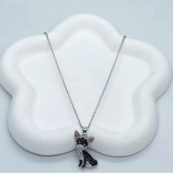 Black Chihuahua Rhinestone Necklace - Picture 5 of 7